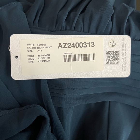 New Azazie “Temeka” Dark Navy Floor Length Bridesmaids Dress - Picture 10 of 12